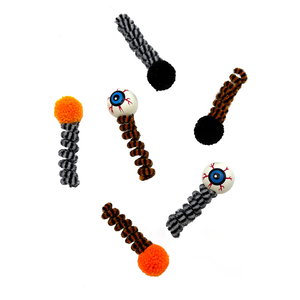 Jouet pour chat auto-amusant pour Halloween, avec boule de laine à ressort, œil effrayant et pompon, jouets à mâcher pour chat - Product Image 3