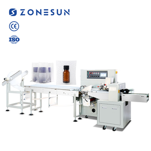 Máquina Envolvedora de Bolsas de Almohada Horizontal Servoautomática ZONESUN ZS-ZB350S, Máquina de Envasado de Flujo con Película de Burbujas de Aire, Formación, Sellado y Envoltura - Product Image 1