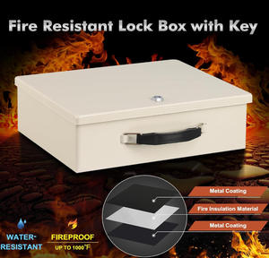 Caja Fuerte Portátil Contra Incendios con Cerradura de Llave, Caja de Seguridad Metálica Resistente al Fuego, Caja de Almacenamiento Segura, Caja de Depósito de Seguridad - Product Image 1