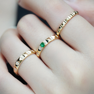 Aazuo, joyería fina auténtica, anillos de oro amarillo macizo de 18 quilates, conjunto de anillos de moda con diamantes naturales, regalo para uso diario de mujer, Au750 - Product Image 5