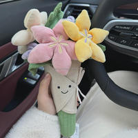 Rangkaian Bunga Genggam Fun Bouquet - Boneka Hewan Lucu dalam Pot, Boneka Penghibur, Hadiah Wisuda/Pernikahan/Ulang Tahun Anak Perempuan