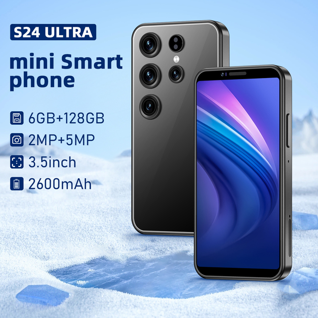 New Arrival S24 Ultra Mini Android Smartphone 6GB+128GB LTE Cellular 3.5inch HD Screen  French Language Octa Core MTK Dimensity