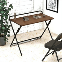 Escritorio Plegable para Computadora con Superficie de Imitación Madera y Estructura Metálica en X para Oficina en Casa Compacta