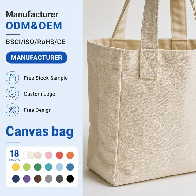 Custom Logo Recycled Cotton Canvas Tote Bag Sustainable Fashion Women Large Capacity Reusable Everyday Shoulder Shopper