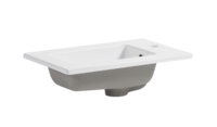 Lavabo de Baño Moderno de Cerámica Pulida con Borde Delgado, de un Solo Orificio, Fácil de Limpiar, Calidad de Hotel/Apartamento, con Anillo de Desbordamiento