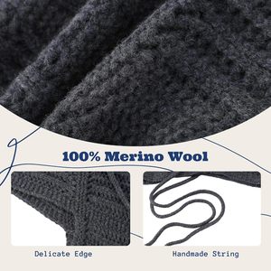 Pasamontañas <span class=keywords><strong>de</strong></span> Moda 100% Lana Merino para Mujer, Bufanda con Capucha Suave y Cálida, Gorro Tejido, Circunferencia <span class=keywords><strong>de</strong></span> Cabeza 48-50cm - Product Image 2