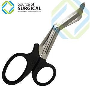 Ciseaux à bandage utilitaires de petite taille, noirs, droits, en acier inoxydable, portables, pour l'extérieur - Product Image 2