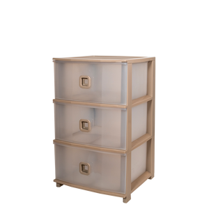 Pratika Plus Unité de rangement minimaliste empilable à 3 tiroirs en PP avec design moulé par injection pour salon, taupe, 375x370x610mm - Product Image 1