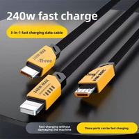 Kabel pengisi daya, Printer Data Android ruang tamu ponsel satu per tiga cepat, kabel pengisian daya tiga dalam satu USB 120W Zinc Alloy