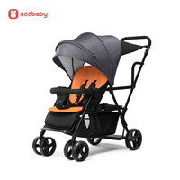 OEM T12 Poussette de voyage pour bébés Nouveau design Poussette double pliable noire Légère et populaire pour les bébés