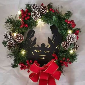 Guirnalda Navideña OH ARTS 2025, Novedad, con Luces LED, para Interiores y Exteriores, Decoración para Puerta Principal y Pared, con Bayas Rojas - Product Image 5