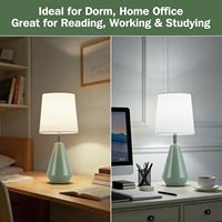 Petite lampe de chevet pour chambre à coucher - Ensemble de 2 lampes de bureau pour la lecture avec 3 températures de couleur, lampe de chevet en céramique de 15,5 pouces