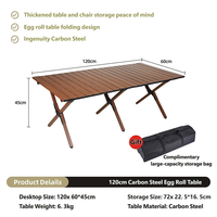 Outdoor-Klapptisch mit Kohlenstoffstahlrahmen für Camping und Picknick, Faltbares Tragbares Egg-Roll-Design, Rechteckig/Quadratisch für Draußen