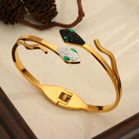 Bracelets élégants et luxueux en acier inoxydable 316L pour adolescentes, bijoux plaqués or 18 carats, zircon vert, strass, pour femmes