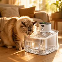 Fontaine à eau rechargeable pour animaux de compagnie 2L, distributeur d'eau sans fil pour chat, commande tactile, transparente, silencieuse