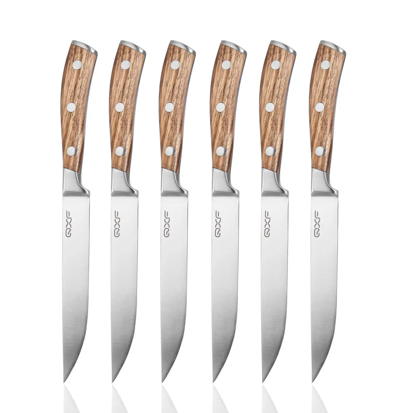 High Quality 6 Pcs German 1.4116 Steel Steak Knife Non-serrated Steak Knife Ultra Sharp Full Tang Steak Knife Set with Zebra Woo
