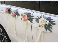 Décorations de voiture modernes faites à la main pour mariage et Saint-Valentin, fleurs artificielles en soie réutilisables, ventouses écologiques (pour