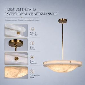 Luxury Natural Alabaster Bowl Chandelier Custom Brass Pendant <b>Ceiling</b> <b>Light</b> for Hotel Villa Dining Room Project Lighting - Product Image 3