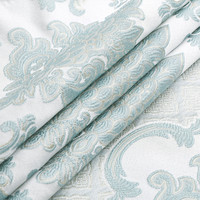 Lumière bleu royal médaillon tissu jacquard teint lourd et droit suspendu 100% polyester pour rideau coussin