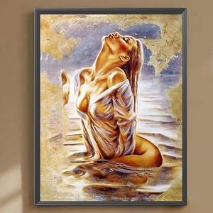 لوحة نسائية عصرية مثيرة للديكور المنزلي 40*50 ذاتية الصنع لوحة ماسية كاملة دائرية 5D أكريليك عارية لتزيين الجدران - Product Image 2