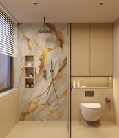 Panneau mural de salle de bain en PVC 1000mm*10mm Dryland Flame Yang Gold