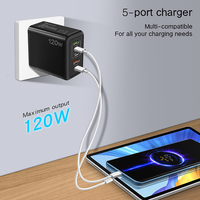 5 Port PD 120W Pengisi Daya Dinding Pengisian Cepat dengan Desain Lipat Pengisian Nirkabel Magnetik Colokan US/EU/UK untuk Laptop Ponsel
