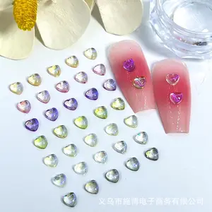 Abalorio de corazón de amor transparente 3D para decoración de uñas, abalorios de resina para uñas, joyería de diamantes de imitación para accesorios de manicura