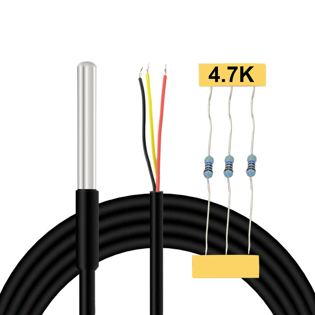 Keyestudio 18B20 Waterproof Temperature Sensor with 4.7K Resistor (3PCS) for Arduino