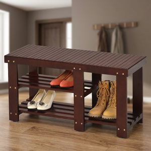 Banc à chaussures moderne en bois massif avec étagère de rangement et chaise pour salle de sport, sous-sol, salon, mobilier de maison - Product Image 3