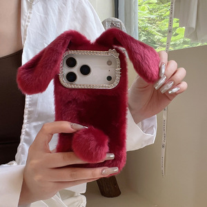 เคสโทรศัพท์ขนกระต่ายนุ่มฟู อุ่นสบายสำหรับฤดูหนาว สำหรับ iPhone 17 Promax 16 Plus, เคสสำหรับ iPhone 18 Pro Max สไตล์ญี่ปุ่น - Product Image 2