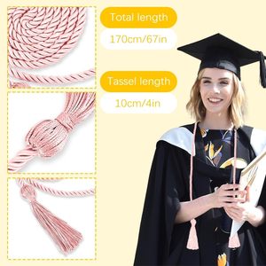 Cordón de Honor Trenzado Rosa de 67 Pulgadas, Cordón Doble con Borla, Clase de 2026, Accesorios de Graduación para Birrete y Toga de Licenciatura - Product Image 2