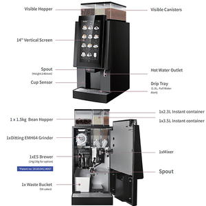 Máquina de Café Espresso Comercial Jetinno JL18-ES3C para Negocios, Máquina Expendedora de Café Instantáneo con Chocolate JL18-ES3C Comercial - Product Image 2
