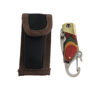 Cuchillo de Bolsillo Multiusos de Acero Inoxidable de Alta Calidad con Mango de Madera y Llavero para Camping - Product Image 4