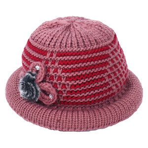 Winter Knitted <b>Hat</b> For Women <b>Warm</b> Fleece Lined Wool Blend <b>Hat</b> With Pom Pom Decor 56-58cm Head Circumference - Product Image 5