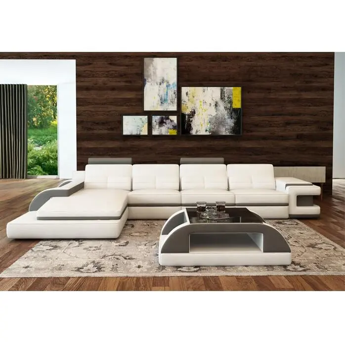 Desain Modern Sofa Kulit Sudut Sofa Ruang Tamu Furnitur