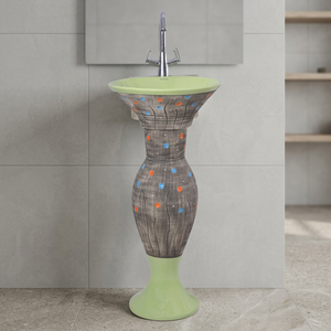 Lavabo de Pedestal Rectangular de Cerámica Tipo Twyford, Brillante y Fácil de Limpiar, para Baño - Product Image 3
