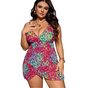 K1360 Women Plus Size Swimsuit Bodysuit <b>Bikini</b> <b>Set</b> with Skirt Bottom Quick Dry Breathable Spandex/Nylon Beach Swimwear - Product Image 2