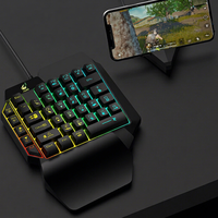 Clavier de jeu T-WOLF à une main, 104 touches, rétroéclairage 7-RGB, mécanique, filaire, programmable pour jeux mobiles