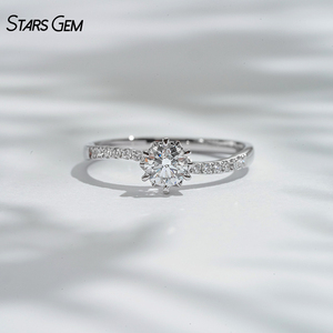 Starsgem 0.5ct 4.5mm rond taille brillant diamant cultivé en laboratoire or blanc 18 carats classique unisexe solitaire côté diamant bague de fiançailles - Product Image 1