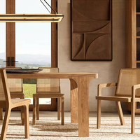 Ensemble de salle à manger en bois naturel au design italien moderne avec 8 chaises, table à manger rectangulaire en chêne de luxe assemblée, meubles