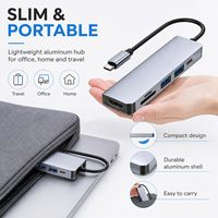 Adaptador 6 en 1 USB-C a HDTV con Entrega de Energía de 100W, USB 3.0 y 2.0, Lector de Tarjetas SD/TF, Compatible con iPhone, MacBook, iPad Pro
