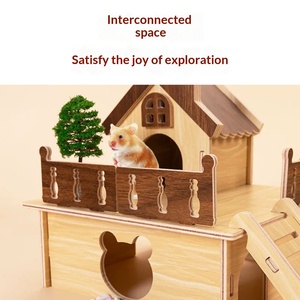 Casa para Hámster <span class=keywords><strong>de</strong></span> Madera Natural Sólida <span class=keywords><strong>de</strong></span> Primera Calidad, Espacio Amplio, Chimenea, Escondite, Decoración para Jaula Interior <span class=keywords><strong>de</strong></span> Hámster Sirio, Venta al por Mayor para Tiendas <span class=keywords><strong>de</strong></span> Mascotas - Product Image 3