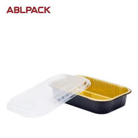 Premium ABLPACK 1050ml/35oz Einweg-Aluminiumfolienbehälter mit Deckel, Recycelbar, Umweltfreundlich, für Nudelrestaurants und Takeaway