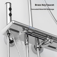 Ensemble de douche carré haut de gamme moderne intelligent à température constante avec affichage numérique, en laiton poli argenté, design clavier de piano