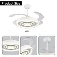 Le lustre moderne escamotable simple de 48 pouces a mené le ventilateur de plafond mené par 3 couleurs avec la lumière
