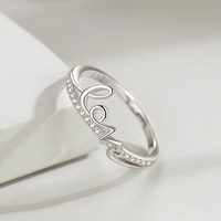 Ada Jewelry Joya Plata 925 Anillos de Plata de Ley con Diseño de Amor Chapados en Rodio para Mujer