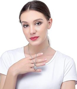 Collier pendentif cœur 'Je t'aime' assorti, zircon R.GEM. Chaîne à maillons en acier inoxydable pour homme et femme, style classique CZ - Product Image 2