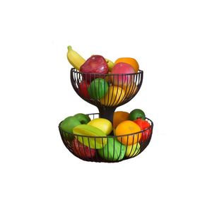 Fruit Basket Bowl Fruit Storage Basket Metal Wire 2-Tier Fruit Storage Basket Bowl