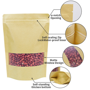 Reusable 500g Kraft Paper Bags for Nuts Zipper Seal Stand up <strong>Pouches</strong> Packaging Zip Lock Paper Bags With Window - Product Image 3