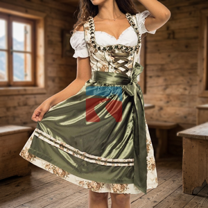 Dirndl Dress German Oktoberfest Bavarian Beer Wench Costume Maid Outfit Fancy Dress (German Traditional Dress) - Product Image 3